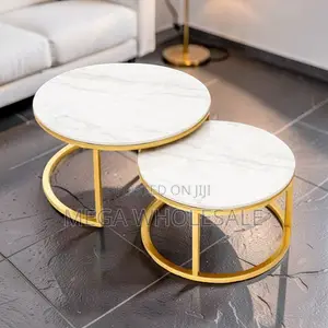 Modern Design 2 in 1 Marble Top Gold Stand Nesting Coffee Table