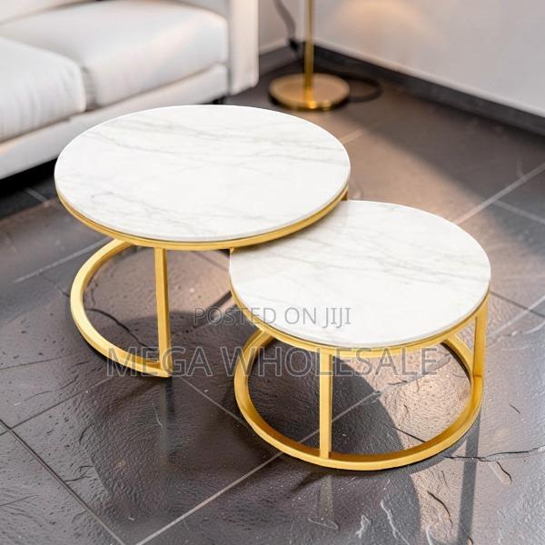 Modern Design 2 in 1 Marble Top Gold Stand Nesting Coffee Table