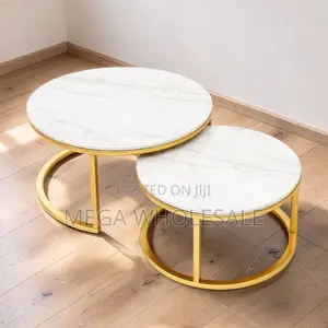 Modern Design 2 in 1 Marble Top Gold Stand Nesting Coffee Table