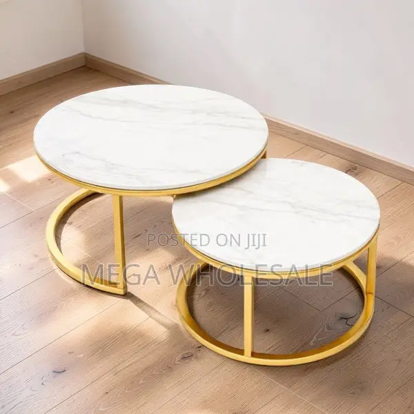 Modern Design 2 in 1 Marble Top Gold Stand Nesting Coffee Table