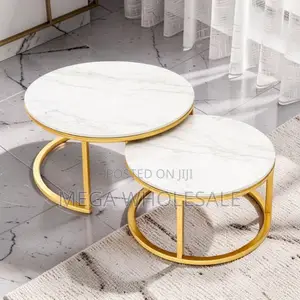 Stylish Design 2 in 1 Marble Top Gold Stand Nesting Coffee Table