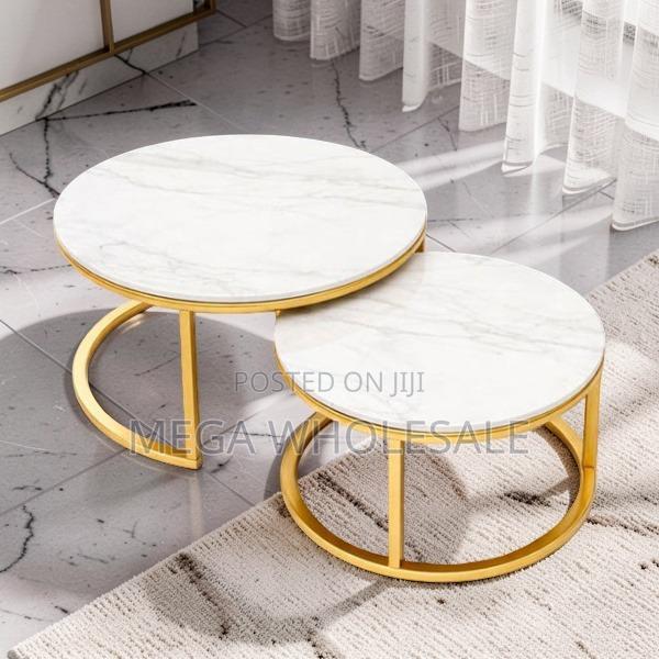 Stylish Design 2 in 1 Marble Top Gold Stand Nesting Coffee Table