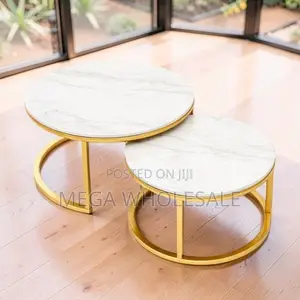 Stylish Design 2 in 1 Marble Top Gold Stand Nesting Coffee Table