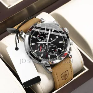 Poedagar Leather Strap Chronograph Wrist Watch