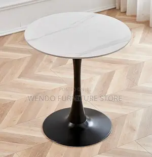 Coffee Table; Black Round Marble Family Coffee Table