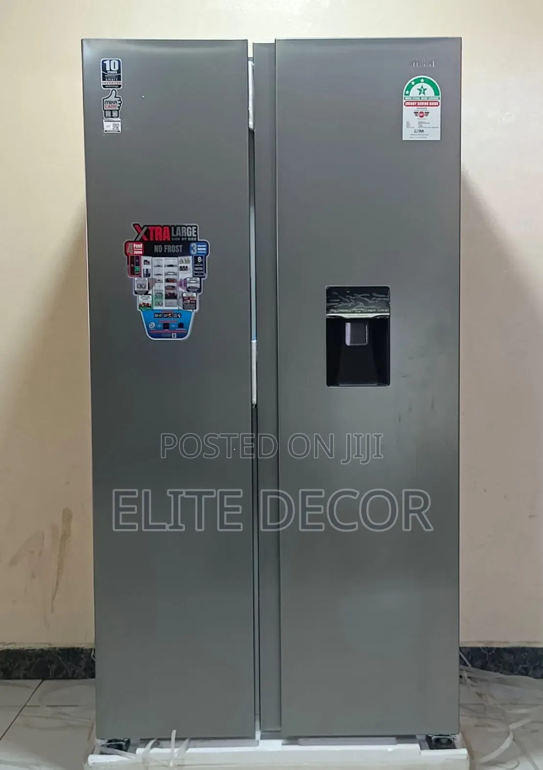 MIKA 442L Side-by-Side Refrigerator – No Frost, Inverter Compressor