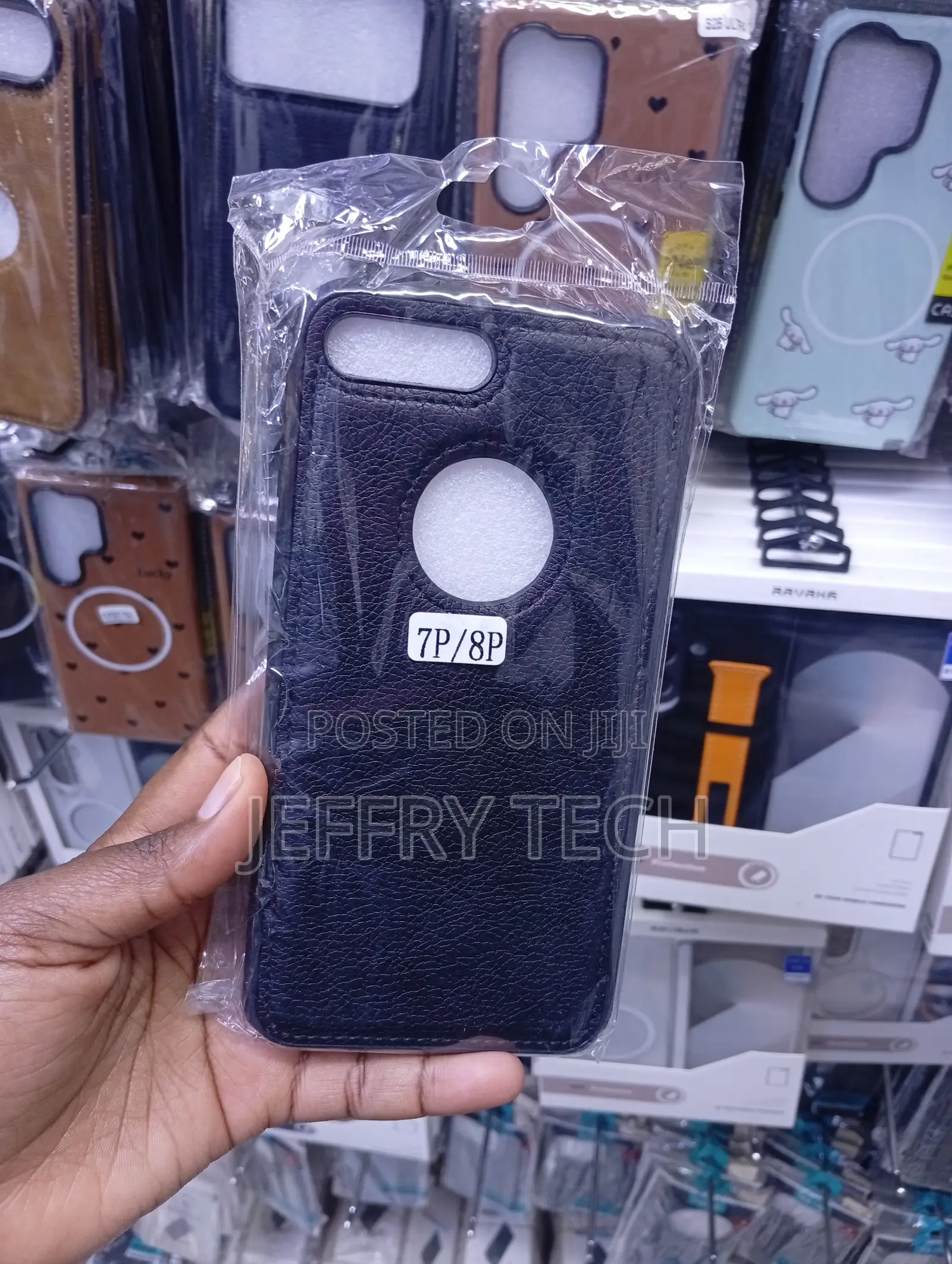 Black Faux Leather Back Cover Case Designed for the iPhone 7 Plus