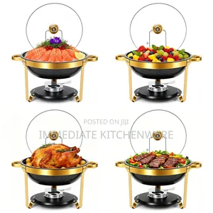 *Premium Quality Black and Gold Round Stainless Steel Chafing Dish*