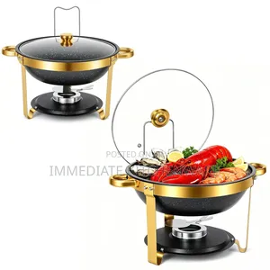*Premium Quality Black and Gold Round Stainless Steel Chafing Dish*