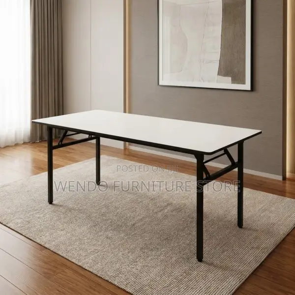 Office Table;1.8 Meters Foldable Spacious White Home Office Table