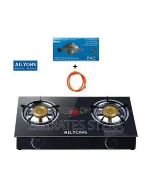 AILYONS GS014-5, 2 Burner Glass Top Gas Cooker Infrared Double Burne
