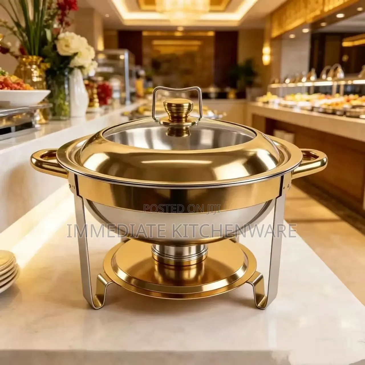 *Elegant Round 6-Litre Stainless Steel Chafing Dish*