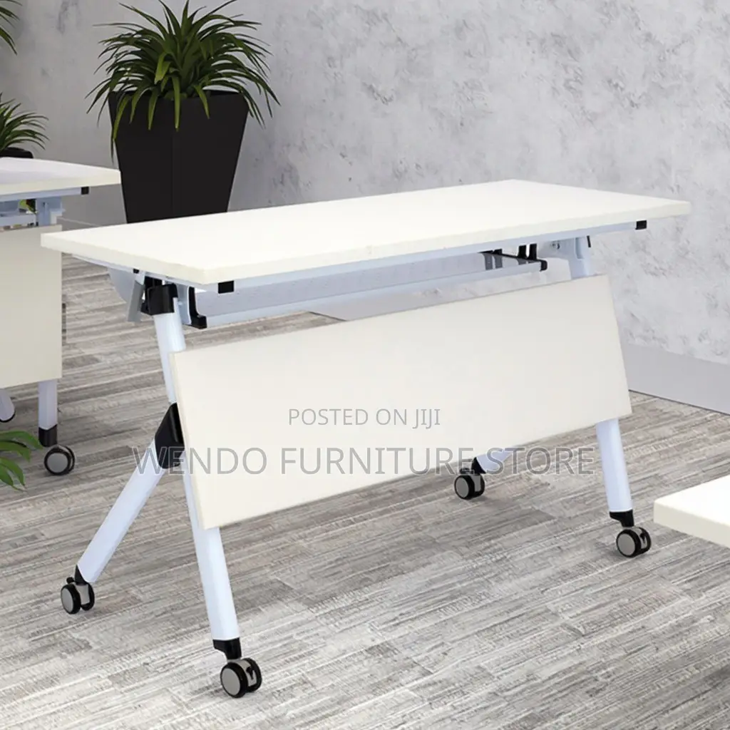 Office Desk; 1200mm White Foldable Office Conference Training Table