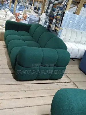 3 Seater Green Plush Bubble Sofa
