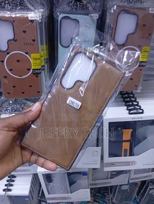 Brown Faux-Leather Back Phone Case for the Samsung Galaxy S24 Ultra