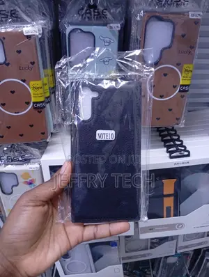 Black Faux-Leather Phone Case for the Samsung Galaxy Note 10.