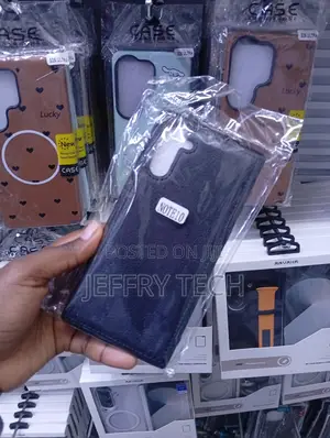 Black Faux-Leather Phone Case for the Samsung Galaxy Note 10.