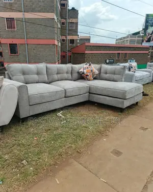 5 Seater Grey L-Shaped Sofa: Free Delivery + Pay on Delivery