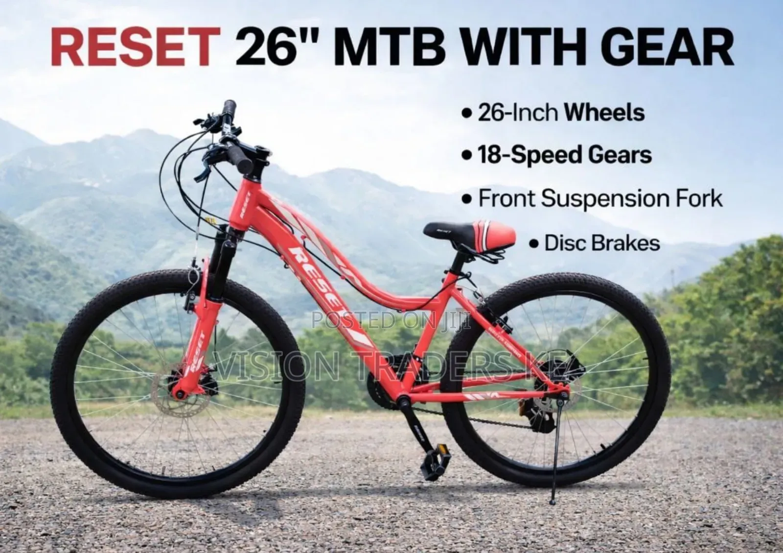 RESET MTB Size 26" Wheel With Front Suspension, Gear and Disc Break