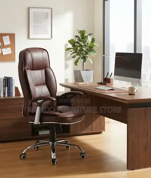 Office Chairs; Executive High Back Brown Leather CEO Chairs