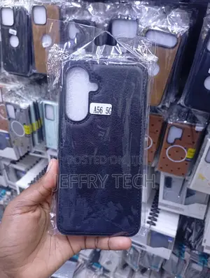 Black Faux-Leather Textured Phone Case for a Samsung Galaxy A56 5G