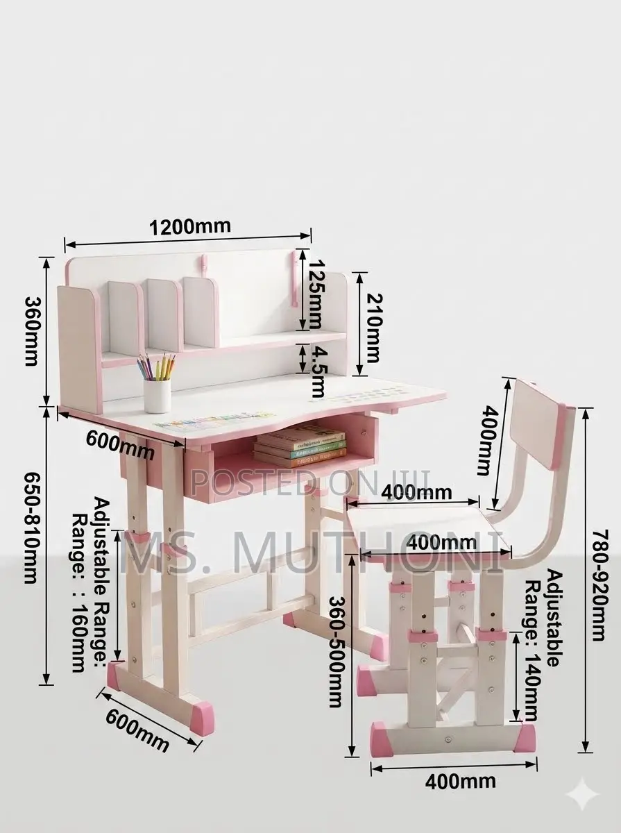 Toddlers to Pre-Teens (3-10 Yrs ) Girls Adjustable Study Desk