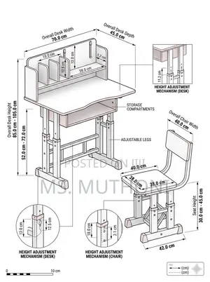 Home Use Height-Adjustable Desk and Chair Set