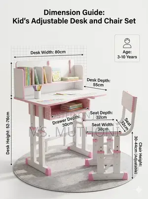 Girls Ergonomic Kids Study Desk Chair Set