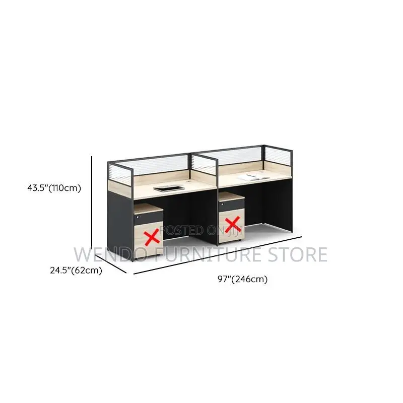 Office Workstation Two Users Straight Office Workstation With Pedestal