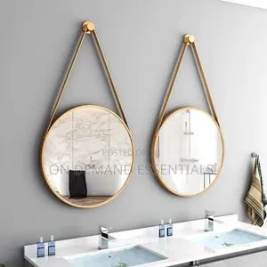 Luxury Round Iron Art Belt Hanging Aluminum Alloy Framed Wall Mirror