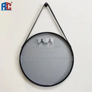 Luxury Round Iron Art Belt Hanging Aluminum Alloy Framed Wall Mirror