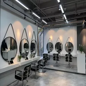 Luxury Round Iron Art Belt Hanging Aluminum Alloy Framed Wall Mirror