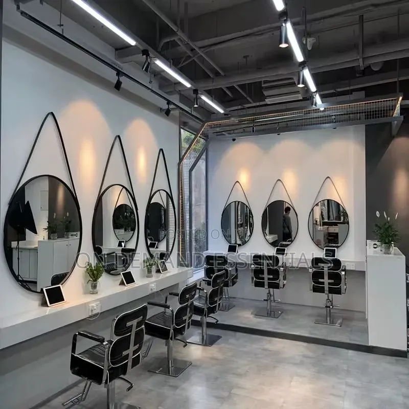 Luxury Round Iron Art Belt Hanging Aluminum Alloy Framed Wall Mirror