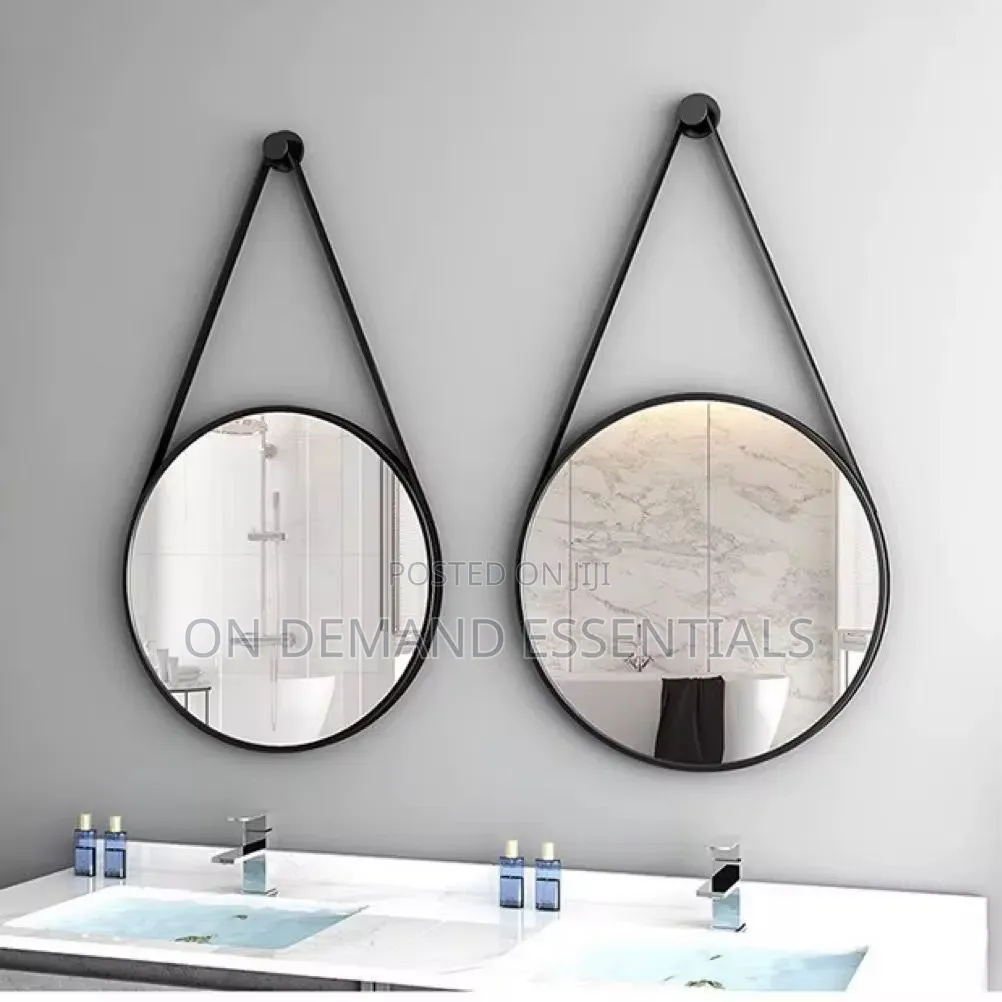 Luxury Round Iron Art Belt Hanging Aluminum Alloy Framed Wall Mirror