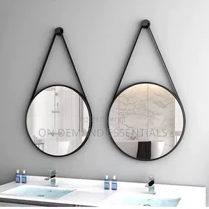 Luxury Round Iron Art Belt Hanging Aluminum Alloy Framed Wall Mirror