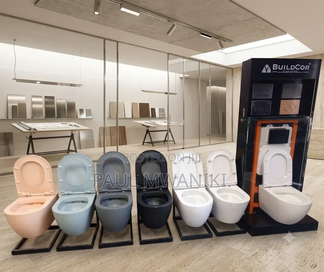 Modern Wall-Mounted Toilet Bowls (Peach, Blue, Grey, Black White)