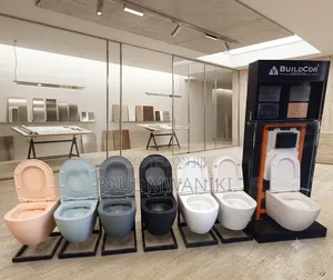Modern Wall-Mounted Toilet Bowls (Peach, Blue, Grey, Black White)