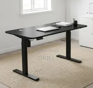 Office Computer Desk : Black Adjustable Electric Desk