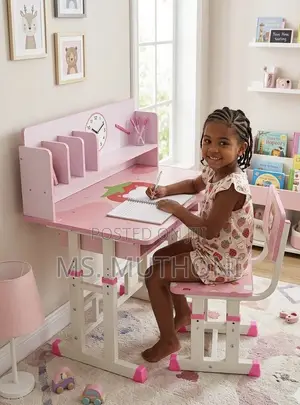  Adjustable Children's Study Station With Bookshelf and Drawer