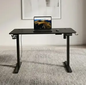 Office Computer Desk : Black Adjustable Electric Desk
