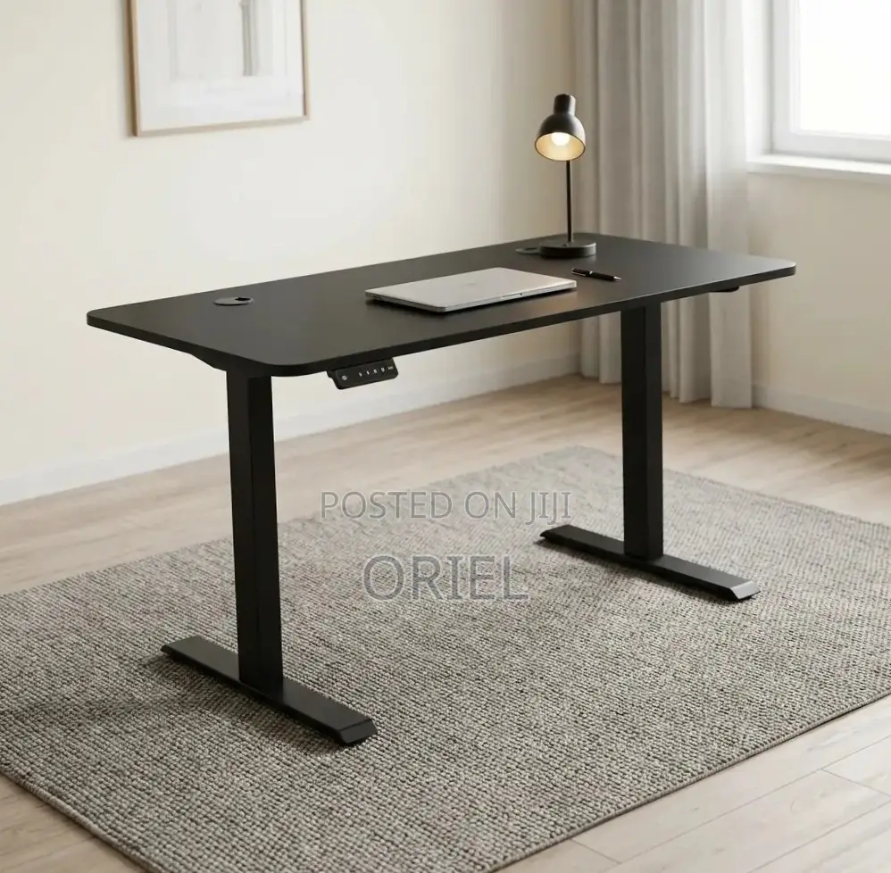 Office Computer Desk : Black Adjustable Electric Desk