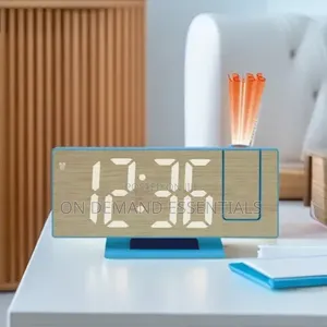 Wood Grain MultifunctionLED Projection Alarm Clock 180%