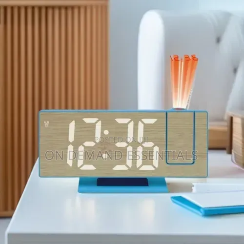 Wood Grain MultifunctionLED Projection Alarm Clock 180%