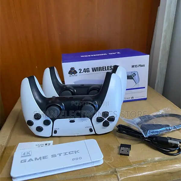 White Gamepads Plug Play –M15 Plus Wireless Retro Game Stick