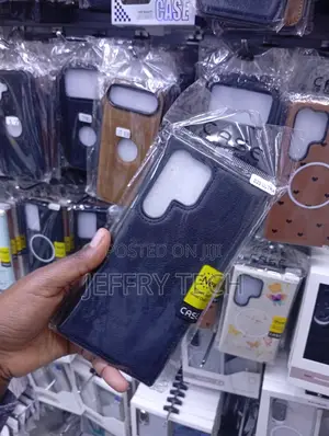 Black Faux-Leather Back Phone Case for a Samsung Galaxy S23 Ultra