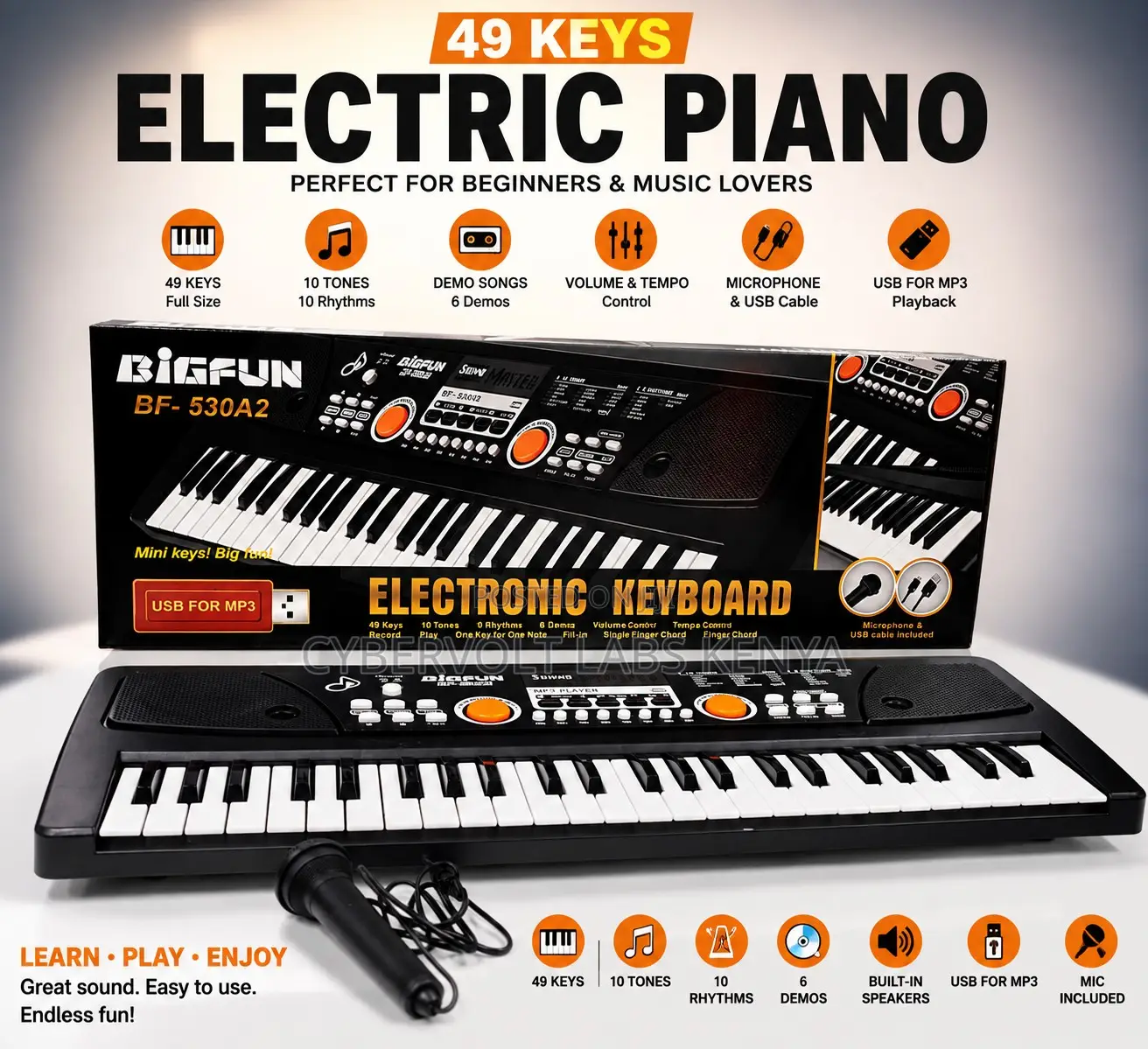49 Keys Electric Piano Keyboard With Microphone USB MP3