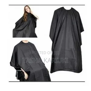 Black Barber Draper With Elastic Neck