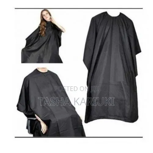Black Barber Draper With Elastic Neck