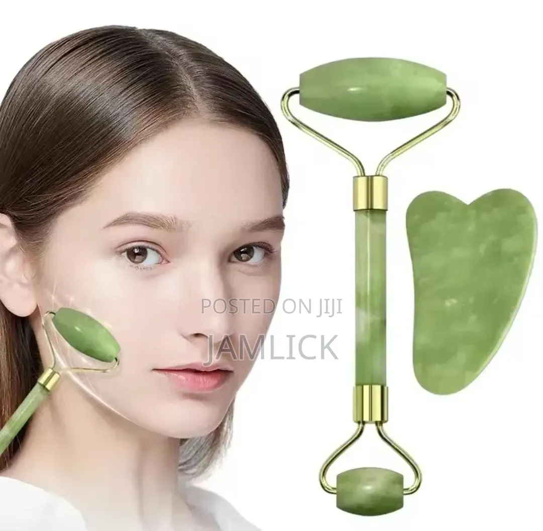 2-PCS Double-Head Facial Rollers Heart-Shaped Massage Stone - Bz