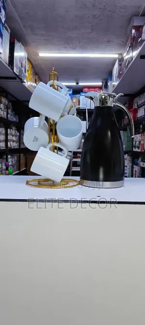 Tea Set With 6 White Signature Mugs Unbreakable Flask